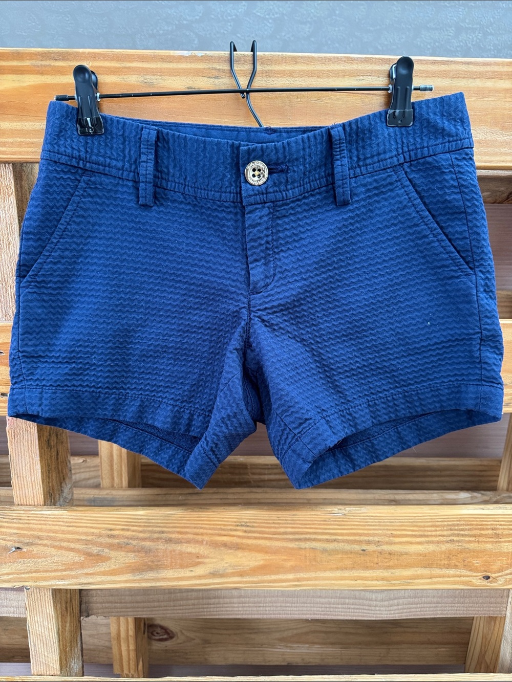Lilly Pulitzer Navy Textured High-Waist Shorts